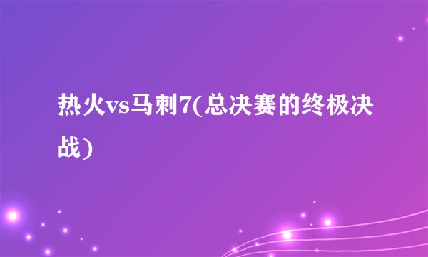 热火vs马刺7(总决赛的终极决战)