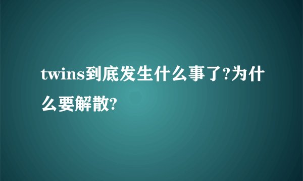 twins到底发生什么事了?为什么要解散?