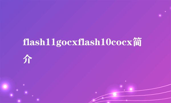flash11gocxflash10cocx简介