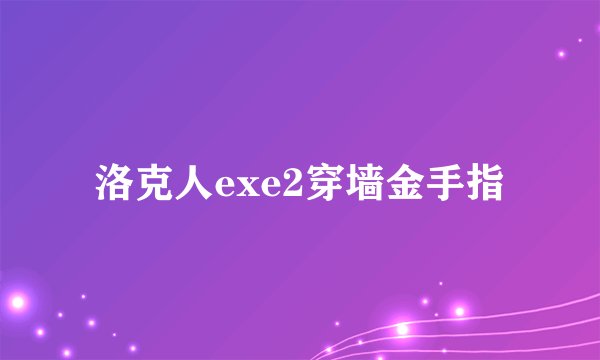 洛克人exe2穿墙金手指