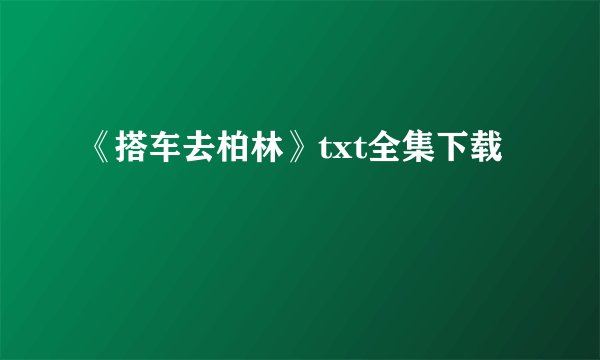 《搭车去柏林》txt全集下载