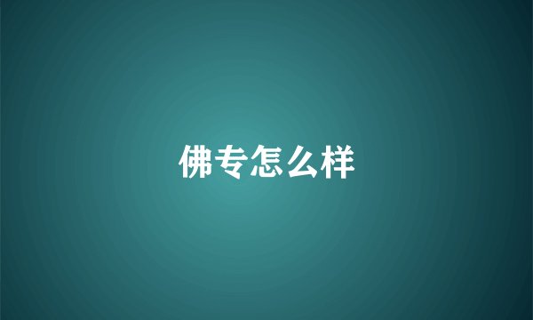 佛专怎么样