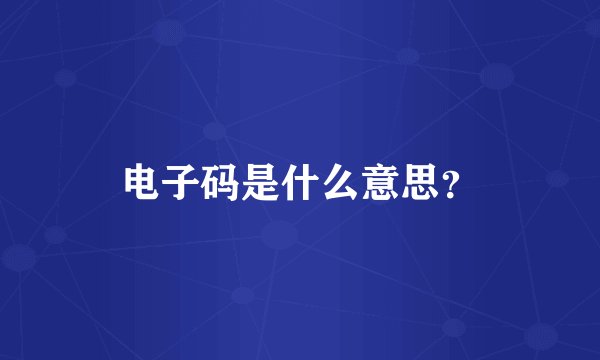 电子码是什么意思？