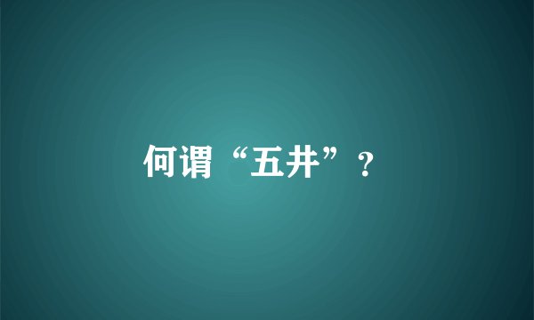 何谓“五井”？