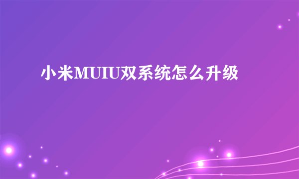 小米MUIU双系统怎么升级