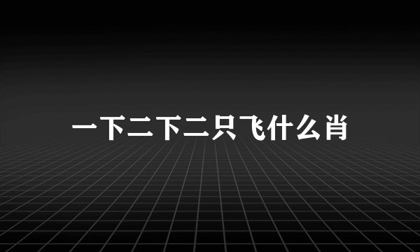 一下二下二只飞什么肖