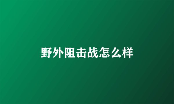 野外阻击战怎么样