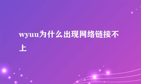 wyuu为什么出现网络链接不上