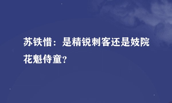 苏铁惜：是精锐刺客还是妓院花魁侍童？
