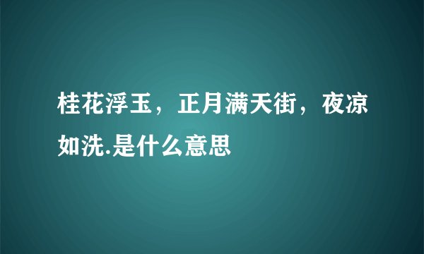 桂花浮玉，正月满天街，夜凉如洗.是什么意思