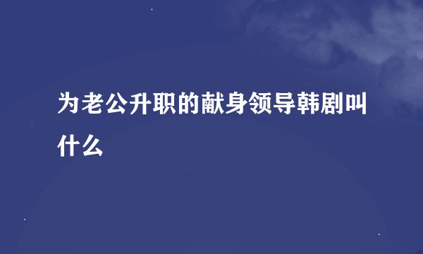 为老公升职的献身领导韩剧叫什么