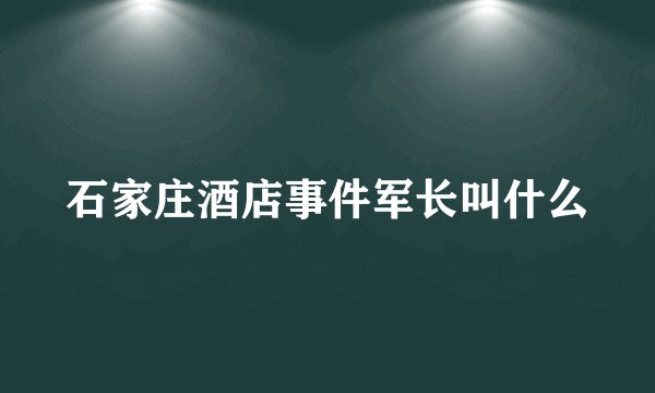 石家庄酒店事件军长叫什么