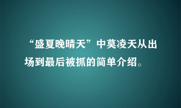 “盛夏晚晴天”中莫凌天从出场到最后被抓的简单介绍。