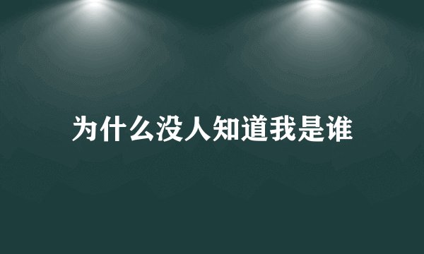 为什么没人知道我是谁