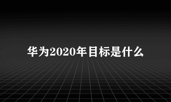 华为2020年目标是什么