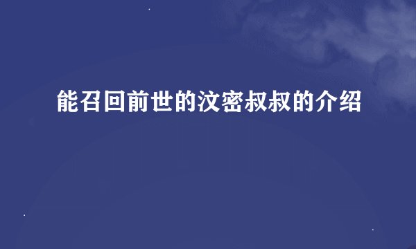 能召回前世的汶密叔叔的介绍