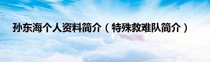 孙东海个人资料简介特殊救难队简介