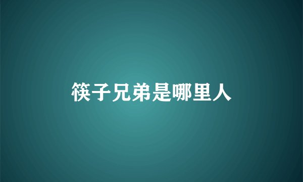 筷子兄弟是哪里人