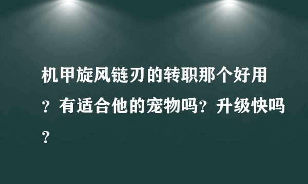 机甲旋风链刃的转职那个好用？有适合他的宠物吗？升级快吗？