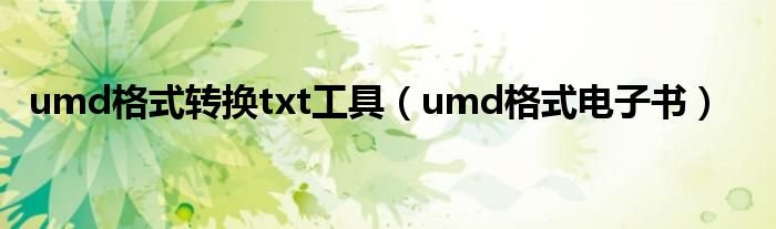 umd格式转换txt工具umd格式电子书