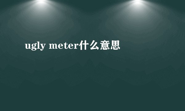 ugly meter什么意思