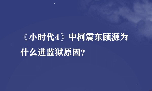 《小时代4》中柯震东顾源为什么进监狱原因？