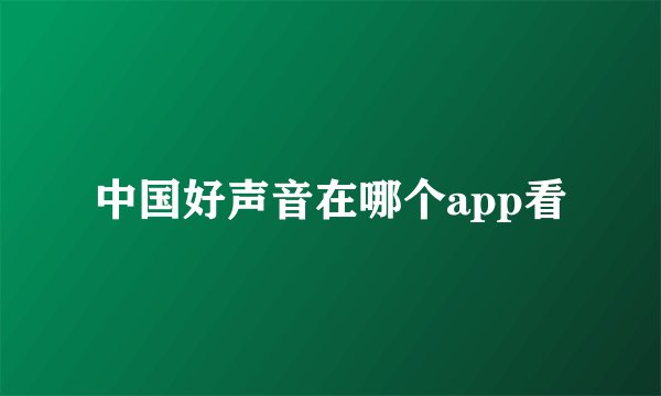 中国好声音在哪个app看
