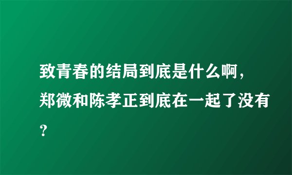 致青春的结局到底是什么啊，郑微和陈孝正到底在一起了没有？