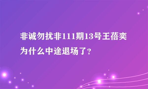 非诚勿扰非111期13号王蓓奕为什么中途退场了？