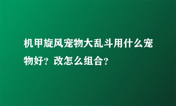 机甲旋风宠物大乱斗用什么宠物好？改怎么组合？