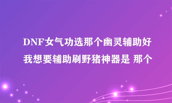 DNF女气功选那个幽灵辅助好我想要辅助刷野猪神器是 那个