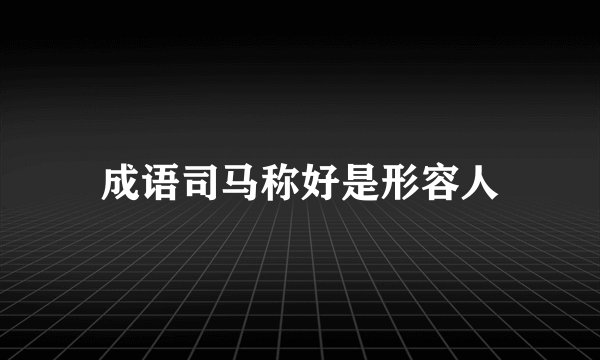 成语司马称好是形容人