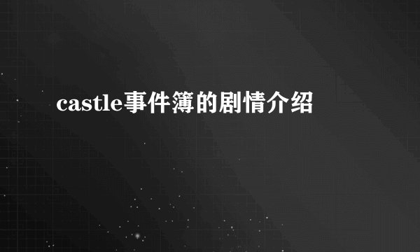 castle事件簿的剧情介绍
