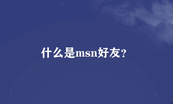 什么是msn好友？