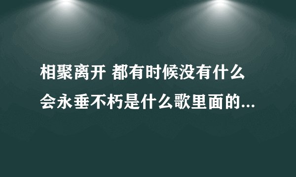 相聚离开 都有时候没有什么会永垂不朽是什么歌里面的歌词，求告知
