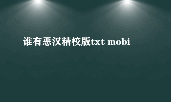 谁有恶汉精校版txt mobi