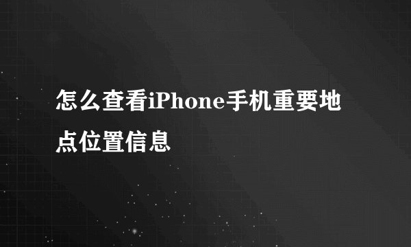 怎么查看iPhone手机重要地点位置信息