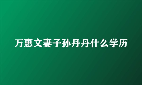 万惠文妻子孙丹丹什么学历