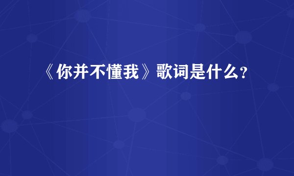 《你并不懂我》歌词是什么？