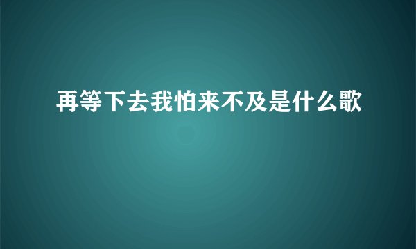 再等下去我怕来不及是什么歌