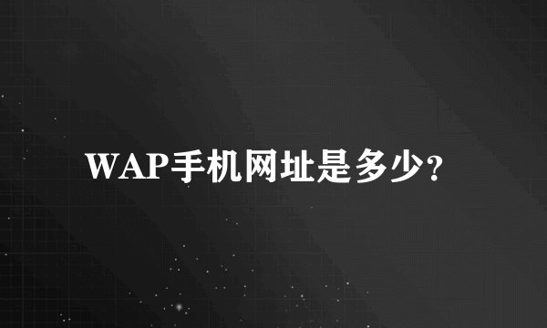 WAP手机网址是多少？