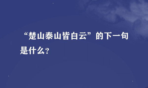 “楚山泰山皆白云”的下一句是什么？