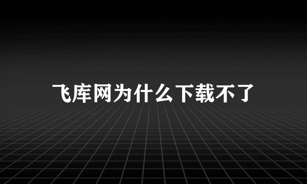 飞库网为什么下载不了