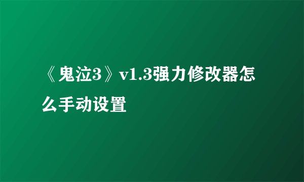《鬼泣3》v1.3强力修改器怎么手动设置