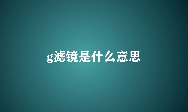 g滤镜是什么意思