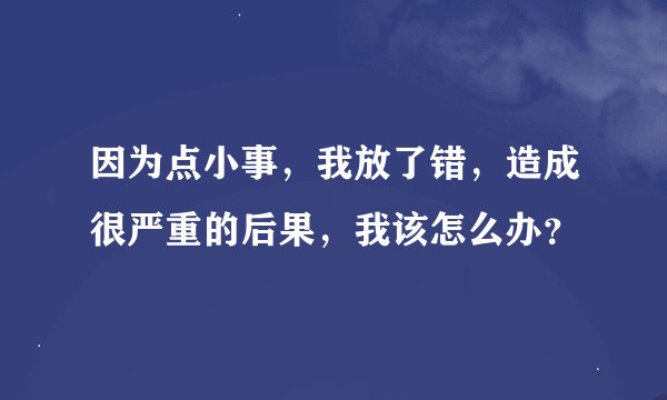 因为点小事，我放了错，造成很严重的后果，我该怎么办？