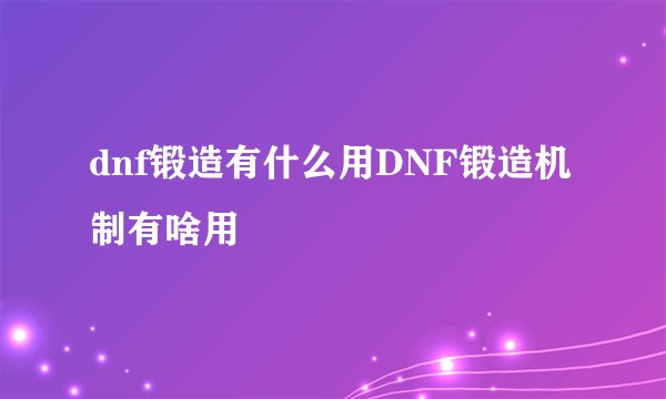 dnf锻造有什么用DNF锻造机制有啥用