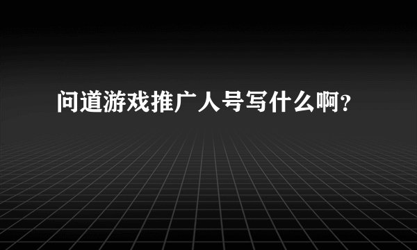 问道游戏推广人号写什么啊？