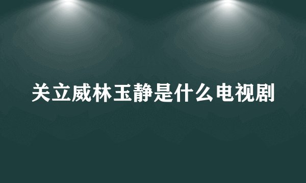 关立威林玉静是什么电视剧