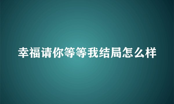 幸福请你等等我结局怎么样